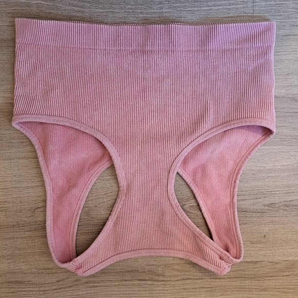 Ribbed High Neck Tank Top Pink Size M - Picture 3 of 5